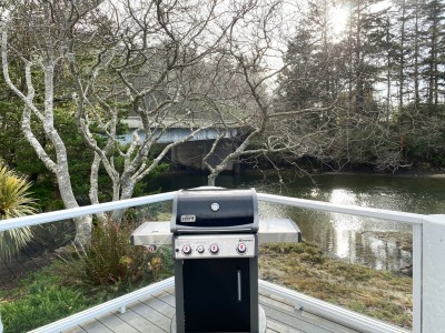 Fire up the propane BBQ.  Yachats bridge in the background